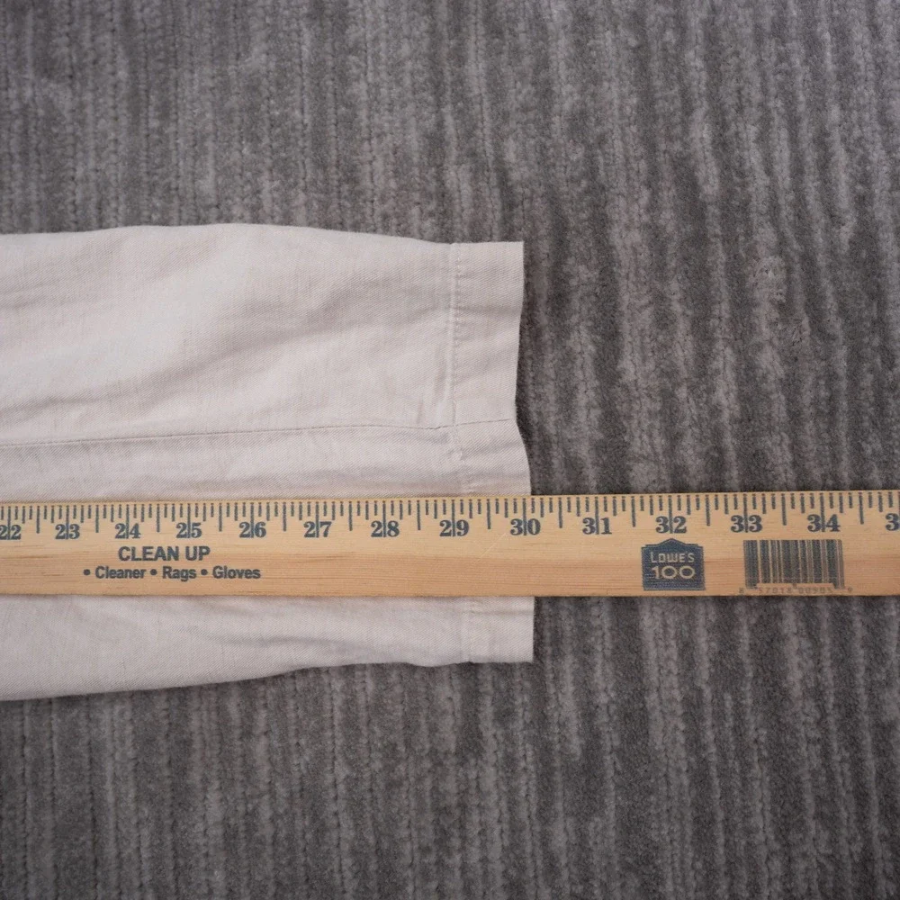 Uniqlo Linen Blend Pants Mens L Beige Excellent Drawstring Straight Leg Trousers